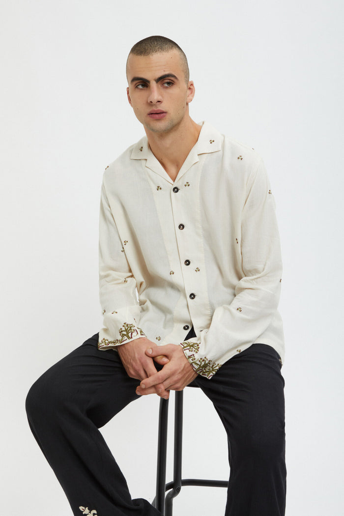 Baracuta Kartik Research X Baracuta Handloom Shirt White