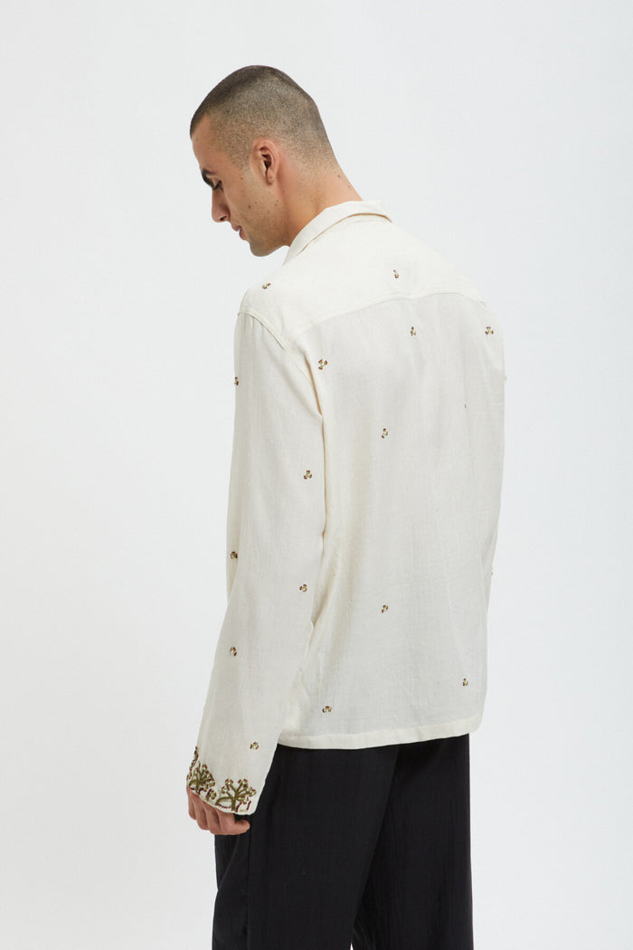 Baracuta Kartik Research X Baracuta Handloom Shirt White