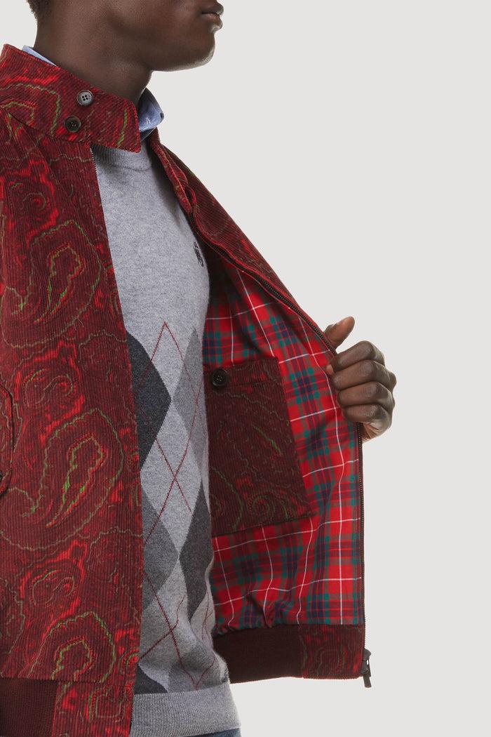 Baracuta Needles G9 Printed Corduroy Paisley Burgundy