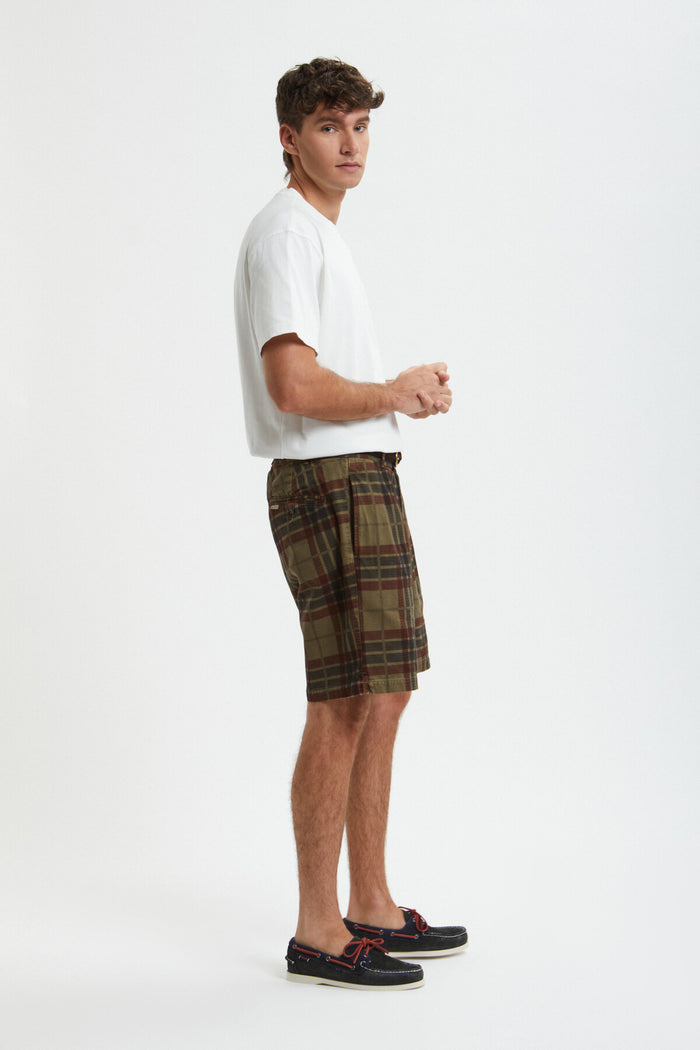 Baracuta Printed Canvas Garment Dyed Shorts Tarmac Maxi Tartan