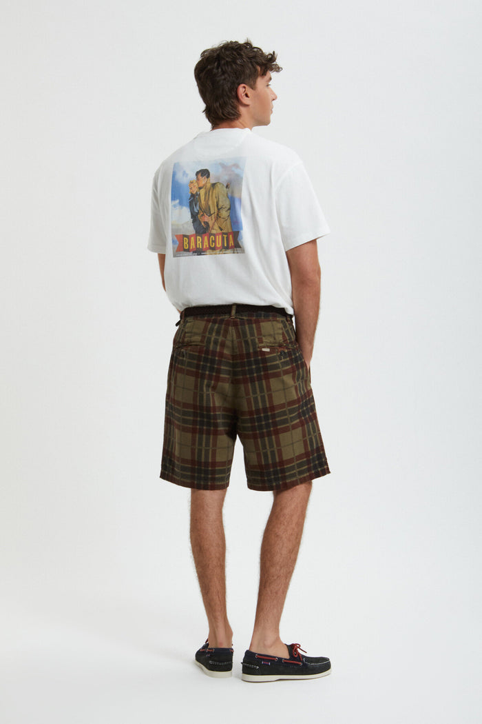 Baracuta Printed Canvas Garment Dyed Shorts Tarmac Maxi Tartan