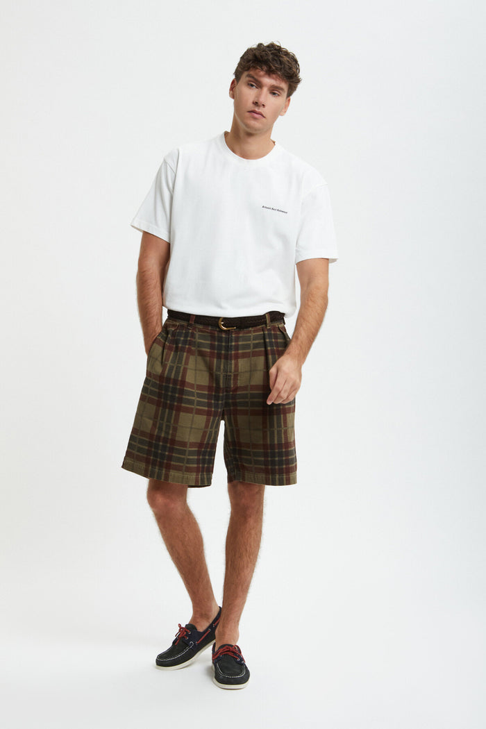 baracuta Printed Canvas Garment Dyed Shorts Tarmac maxi tartan