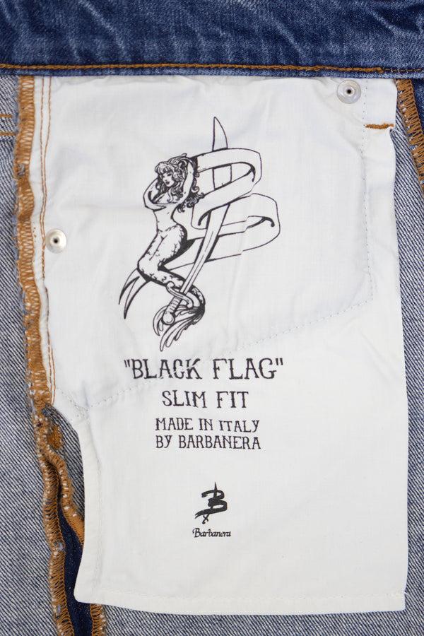 Barbanera Black Flag Blue Medium Wash Shorts