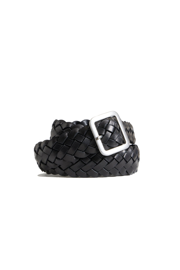 barbanera Cassidy 35mm Black Woven Leather Belt