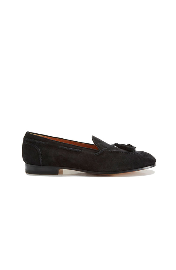 Barbanera Lawrence Black Suede Tassel Loafers