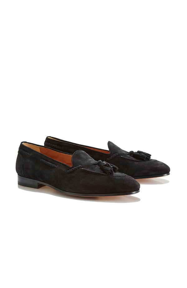 barbanera Lawrence Black Suede Tassel Loafers