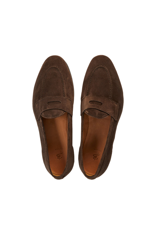 Barbanera Lawrence Dark Brown Suede Penny Loafers