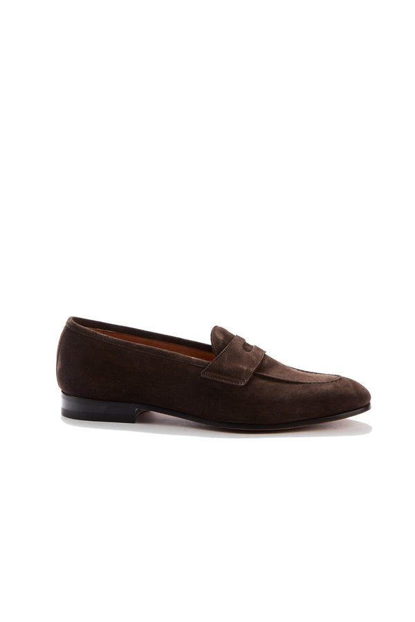 Barbanera Lawrence Dark Brown Suede Penny Loafers