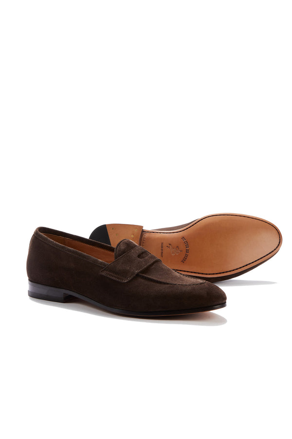 Barbanera Lawrence Dark Brown Suede Penny Loafers