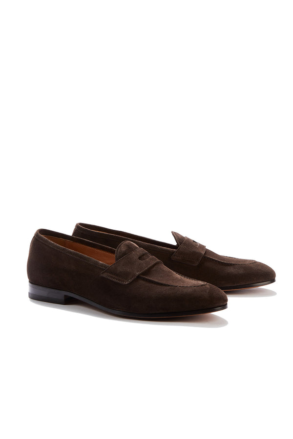 barbanera Lawrence Dark Brown Suede Penny Loafers