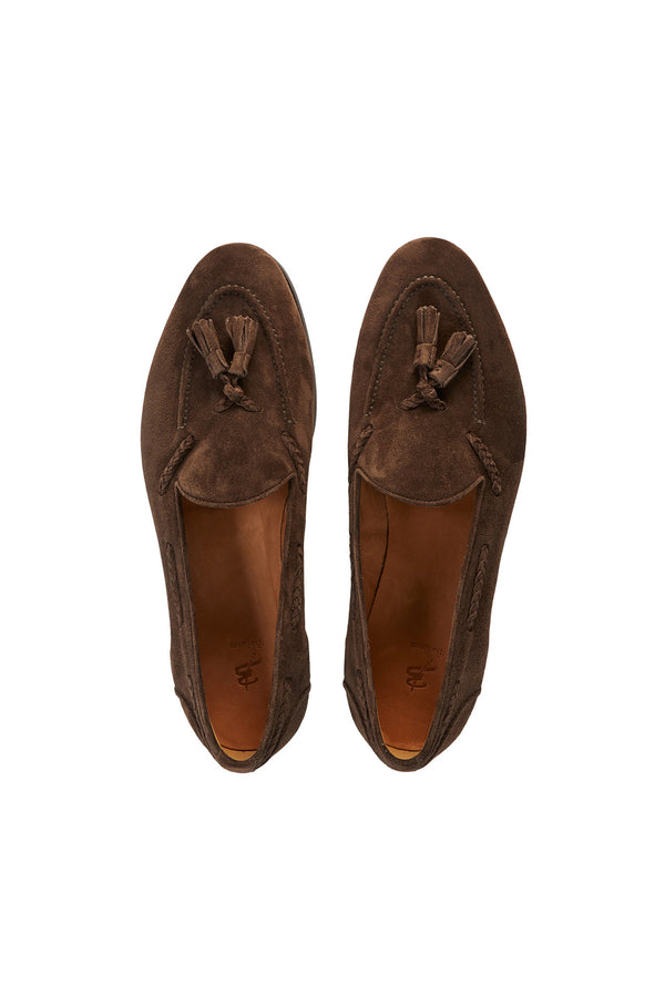 Barbanera Lawrence Dark Brown Suede Tassel Loafers