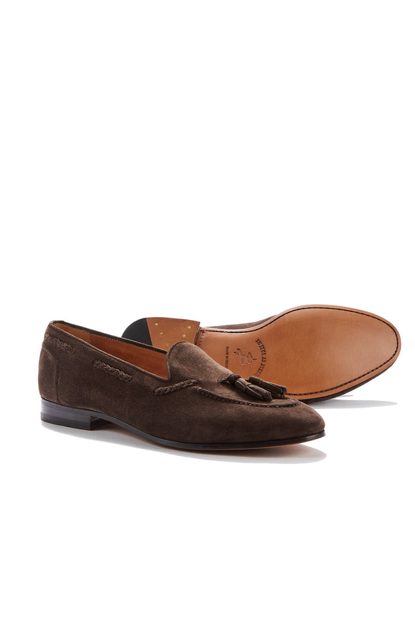 Barbanera Lawrence Dark Brown Suede Tassel Loafers