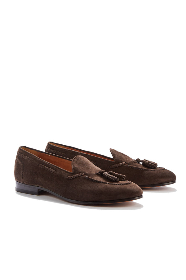 barbanera Lawrence Dark Brown Suede Tassel Loafers
