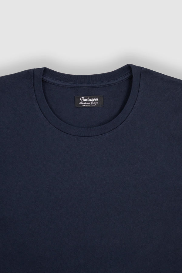 Barbanera Lewis Navy Blue Raw Cotton T-Shirt