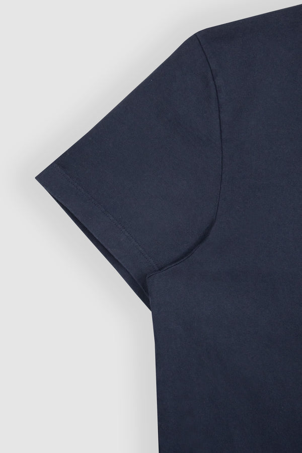 Barbanera Lewis Navy Blue Raw Cotton T-Shirt