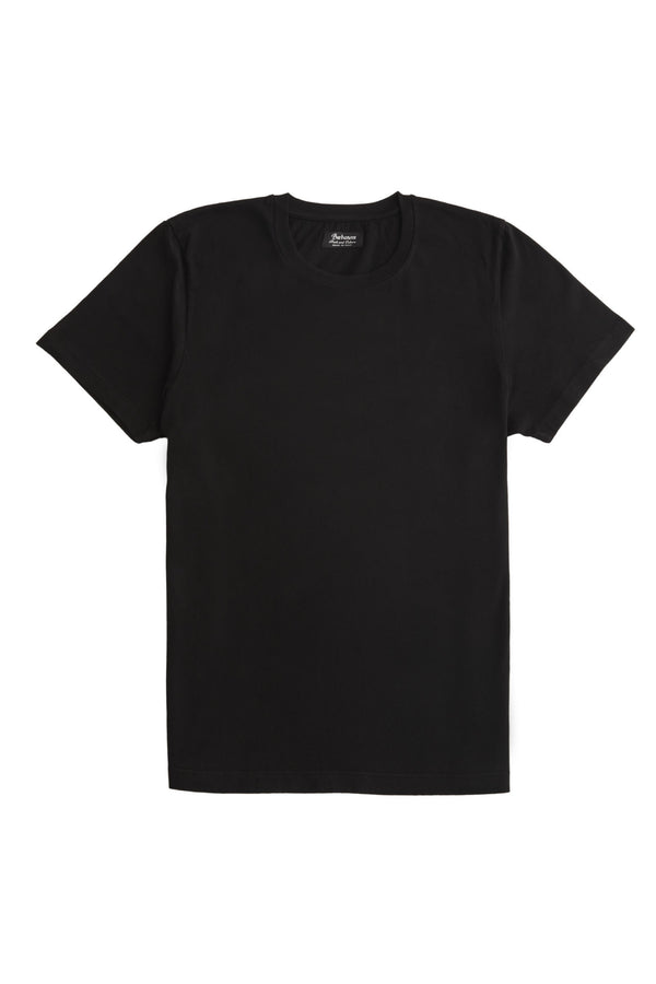barbanera Plain Black Raw Cotton T-Shirt