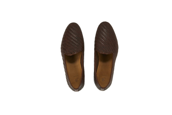 Barbanera Rimbaud Brown Braided Leather Loafers