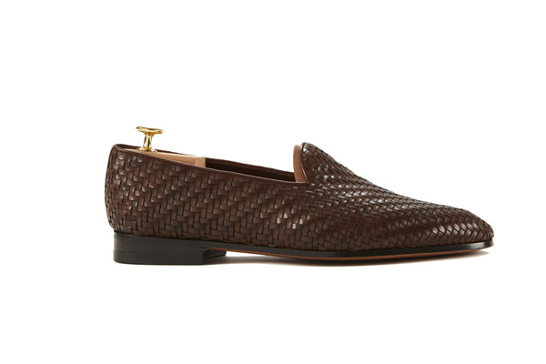 Barbanera Rimbaud Brown Braided Leather Loafers