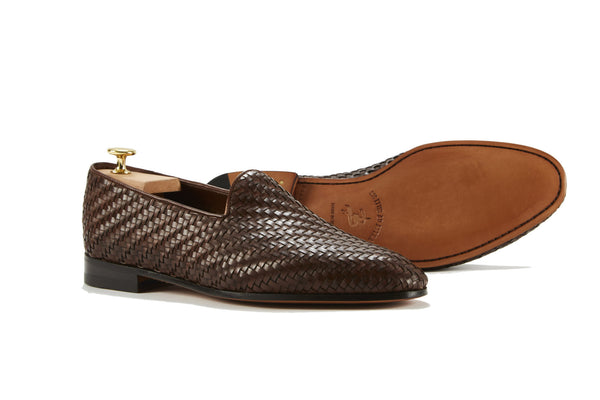 Barbanera Rimbaud Brown Braided Leather Loafers