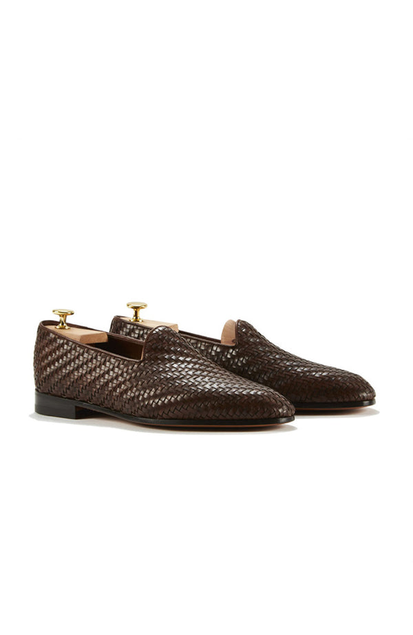 barbanera Rimbaud Brown Braided Leather Loafers