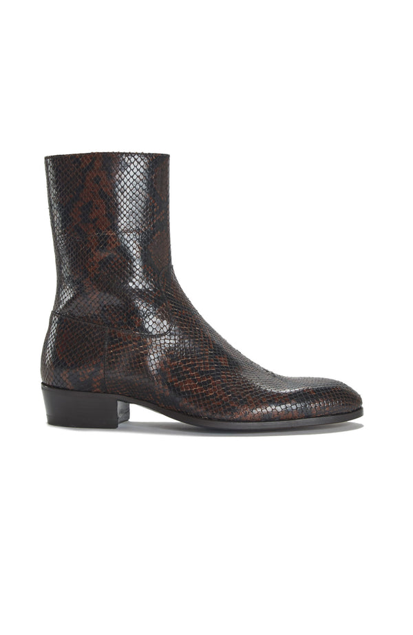Barbanera Cash Brown/Black Snakeskin Printed Leather Boots