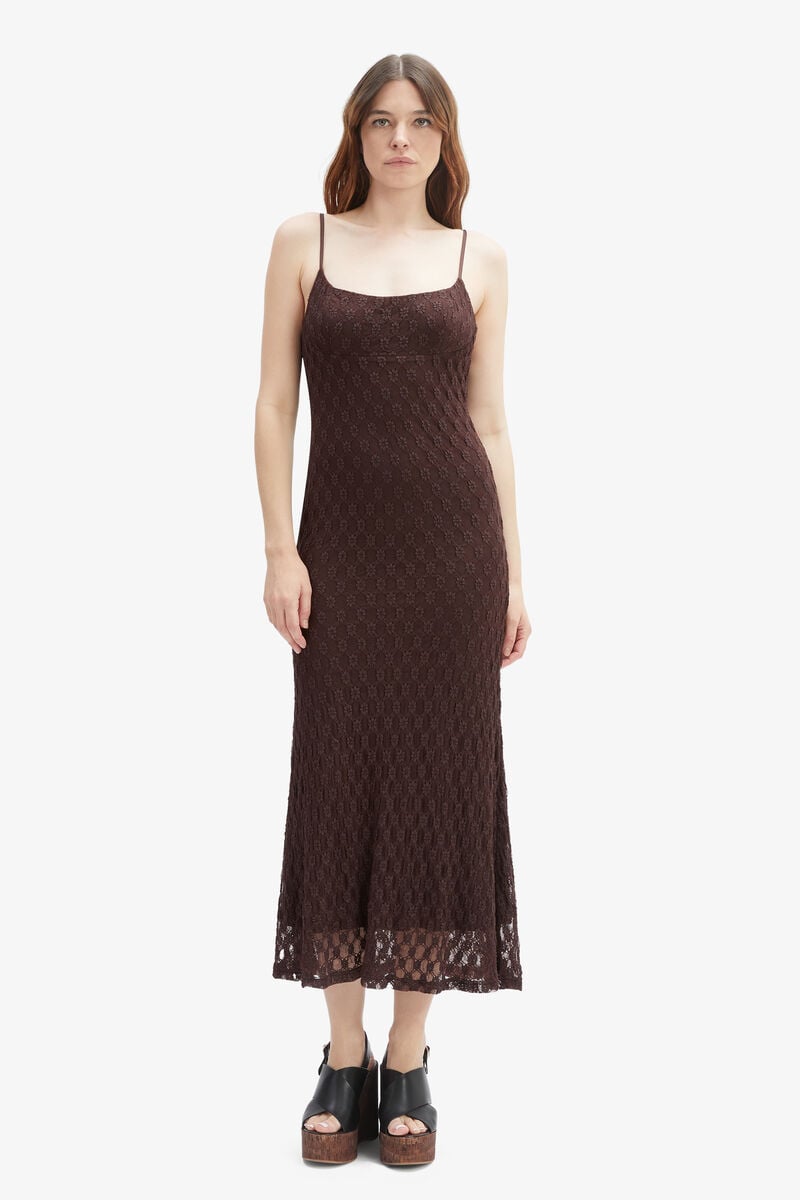 Bardot Adoni Mesh Midi Dress In Dark Choco