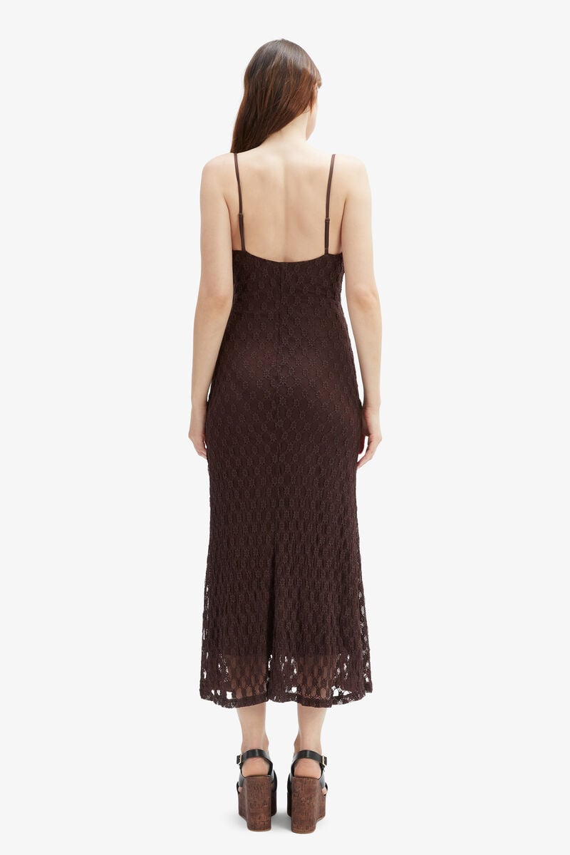 Bardot Adoni Mesh Midi Dress In Dark Choco
