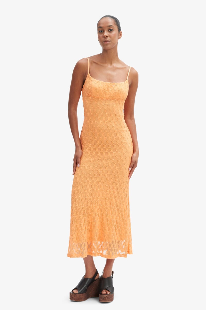 Bardot Adoni Mesh Midi Dress In Ornge Srbt