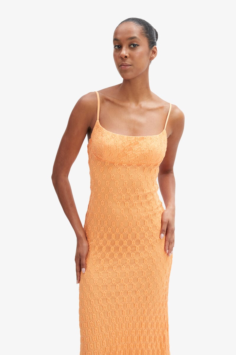 Bardot Adoni Mesh Midi Dress In Ornge Srbt