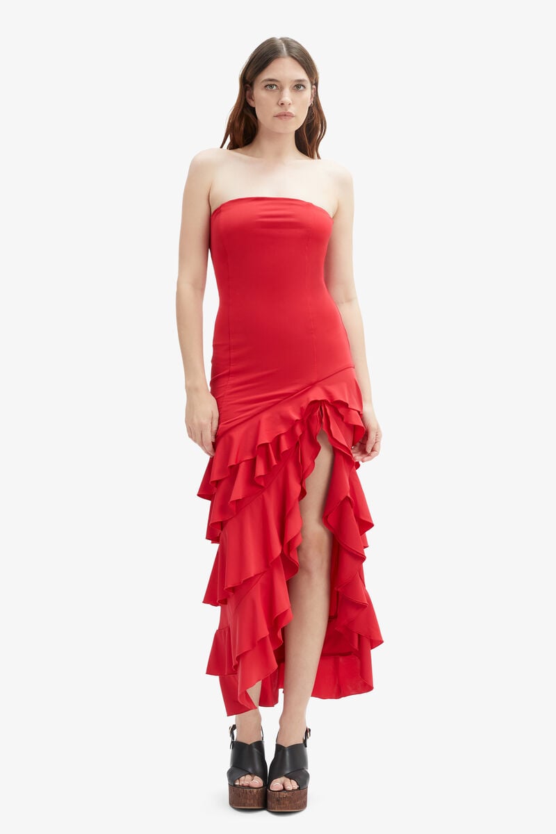 Bardot Agastina Strapless Maxi Dress In Deep Red
