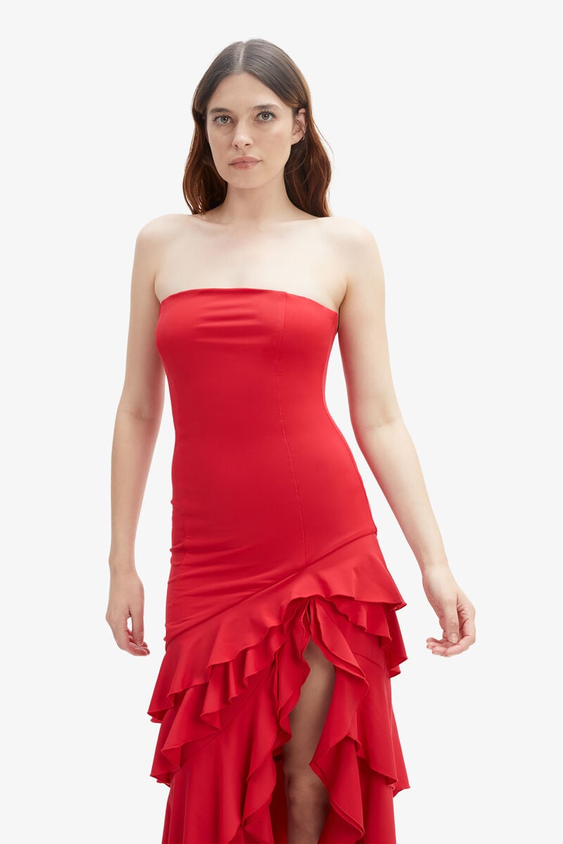 Bardot Agastina Strapless Maxi Dress In Deep Red