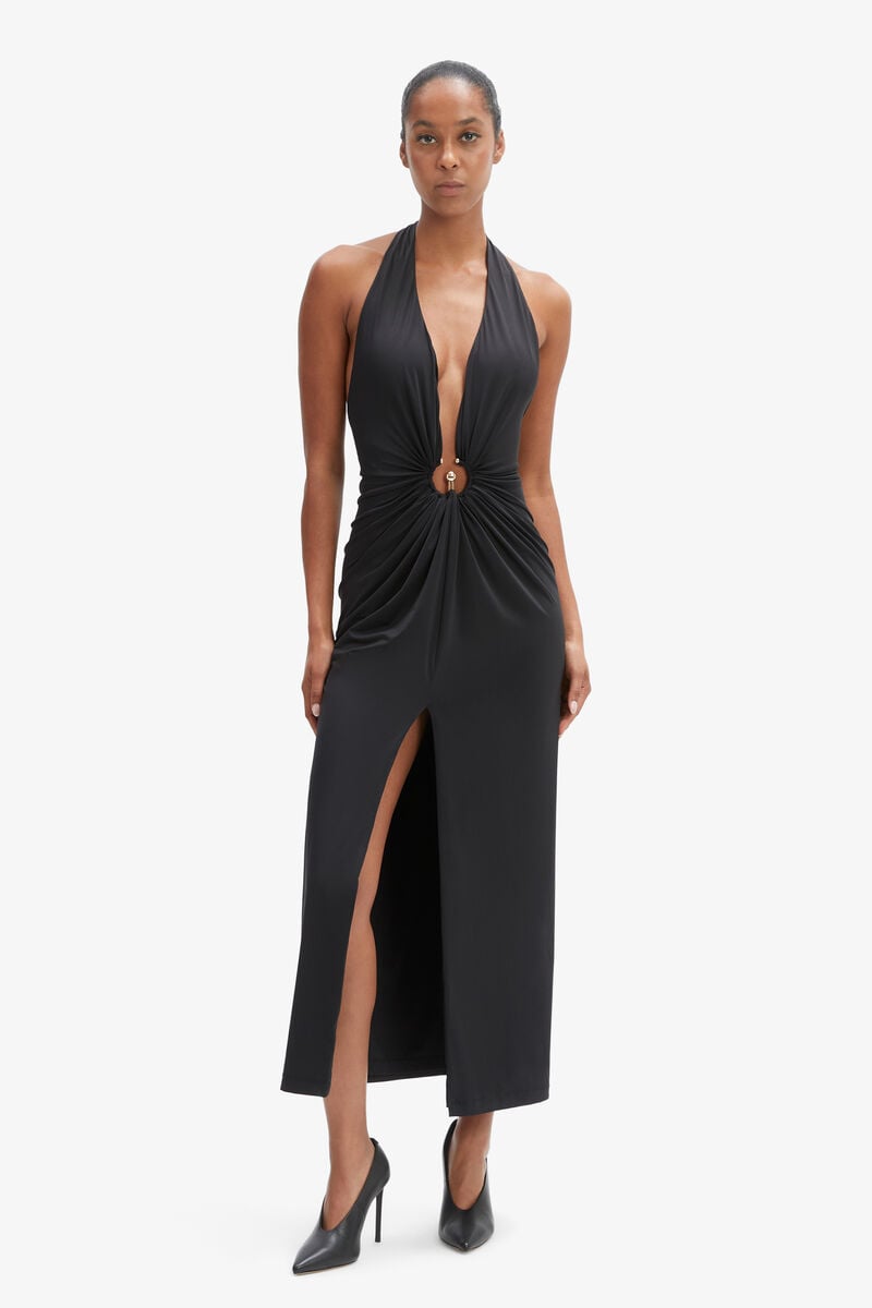 Bardot Alma Plunging Midi Dress In Black