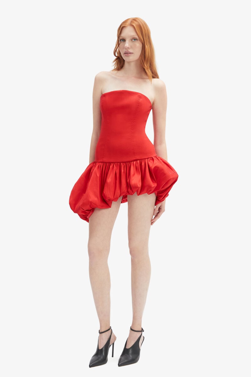 Bardot Alyna Strapless Mini Dress In Fire Red