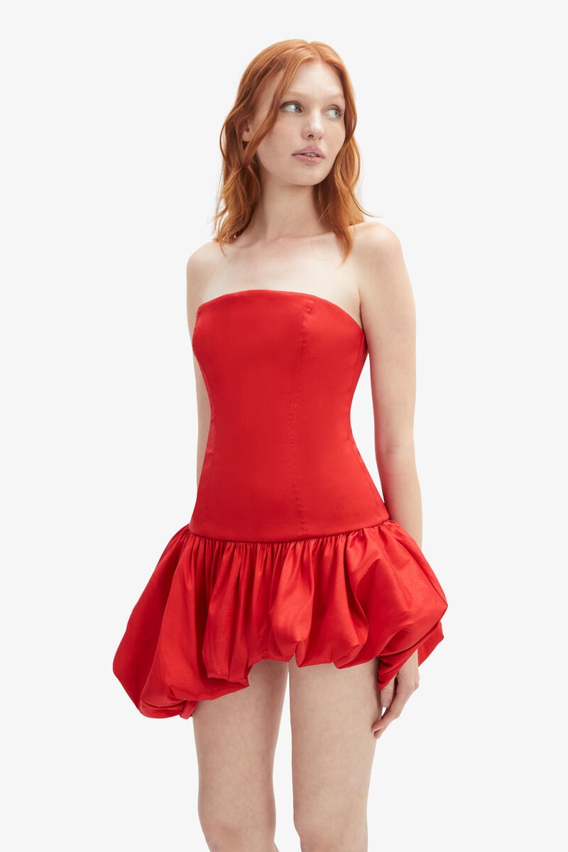 Bardot Alyna Strapless Mini Dress In Fire Red