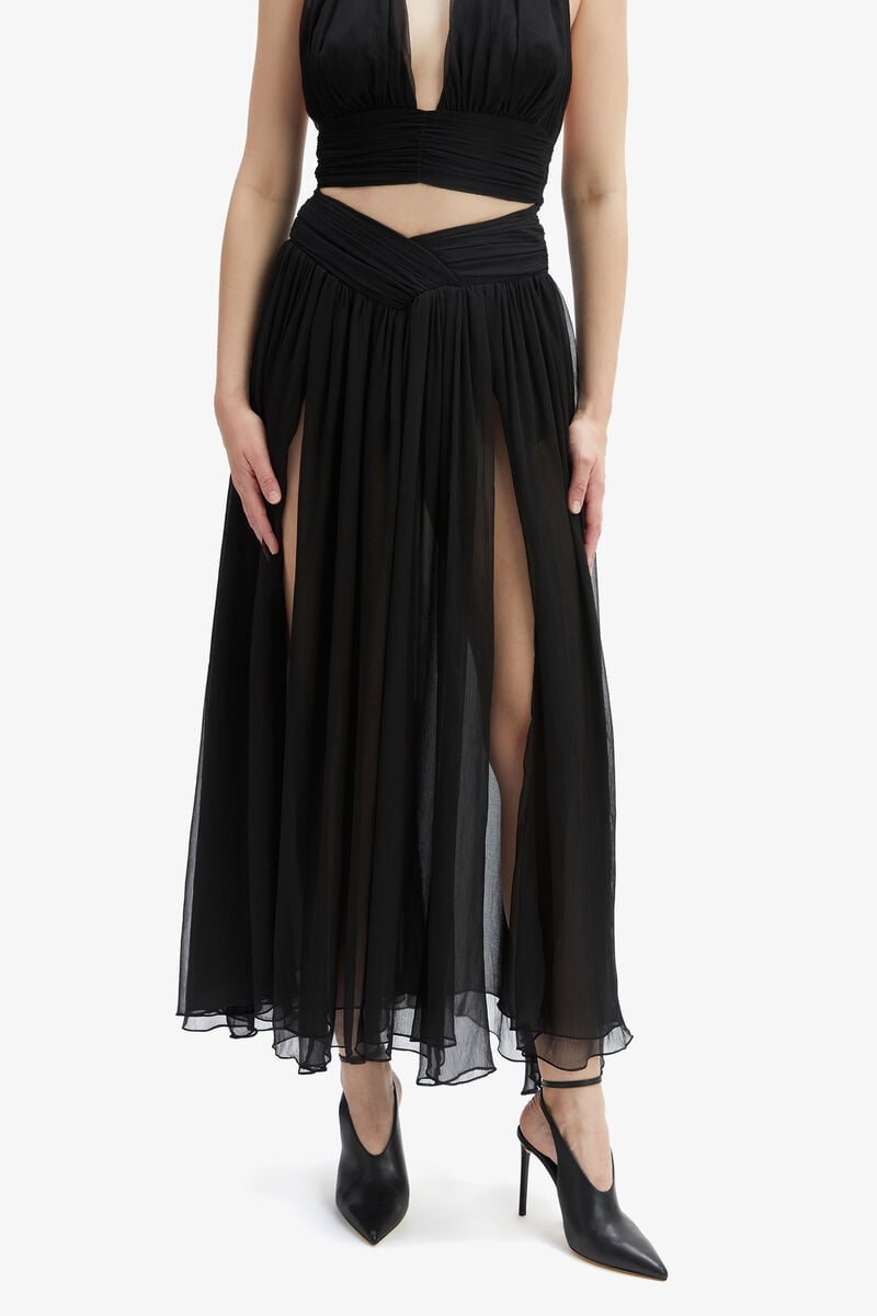 Bardot Ameria Split Front Maxi Skirt In Black