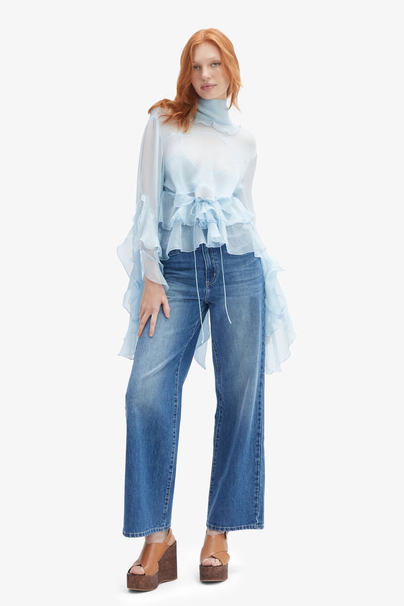 Bardot Anyssa Ruffle Blouse In Softblue