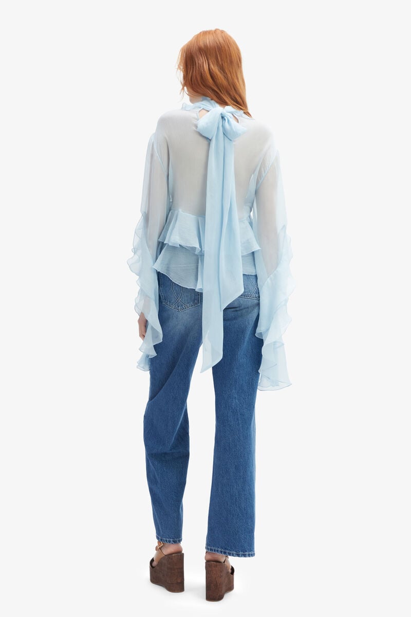 Bardot Anyssa Ruffle Blouse In Softblue