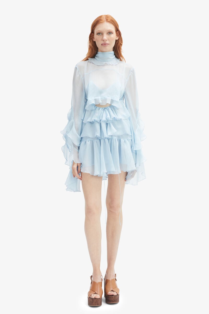 Bardot Anyssa Ruffle Mini Dress In Softblue