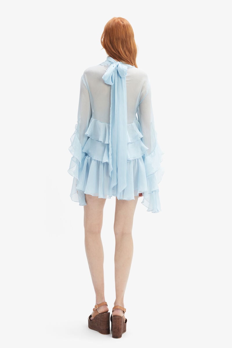 Bardot Anyssa Ruffle Mini Dress In Softblue