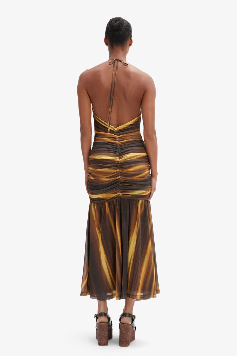 Bardot Aries Mesh Maxi Dress In Brown Omb