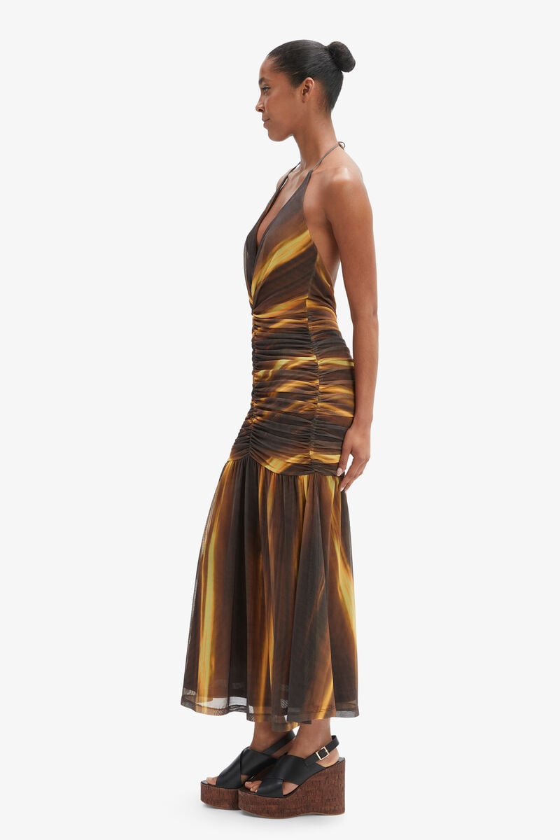 Bardot Aries Mesh Maxi Dress In Brown Omb