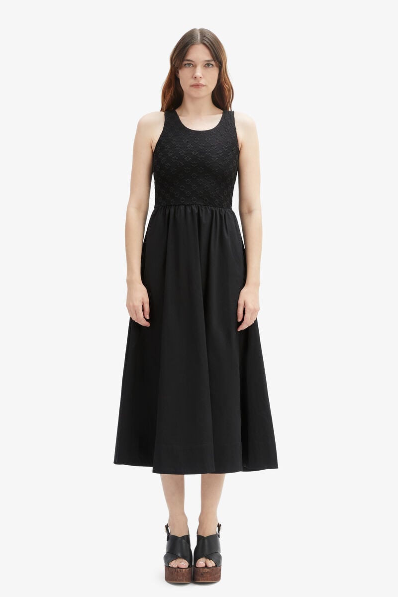 Bardot Brony Lace Poplin Midi Dress In Black