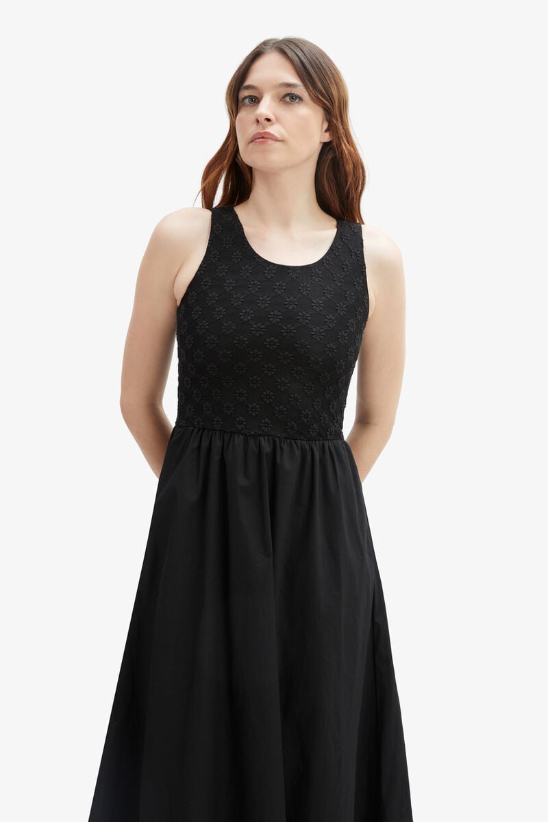 Bardot Brony Lace Poplin Midi Dress In Black