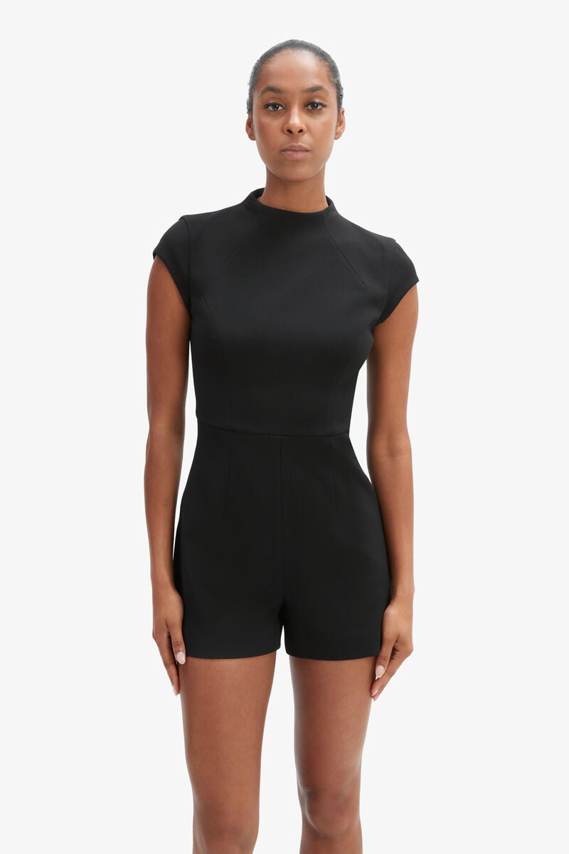 Bardot Delphi Cap Sleeve Playsuit In Black
