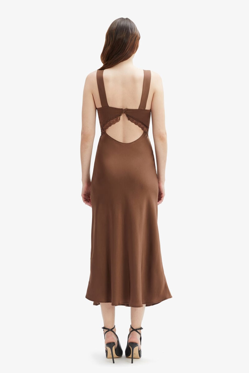 Bardot Emory Lace Slip Dress In Chocolate