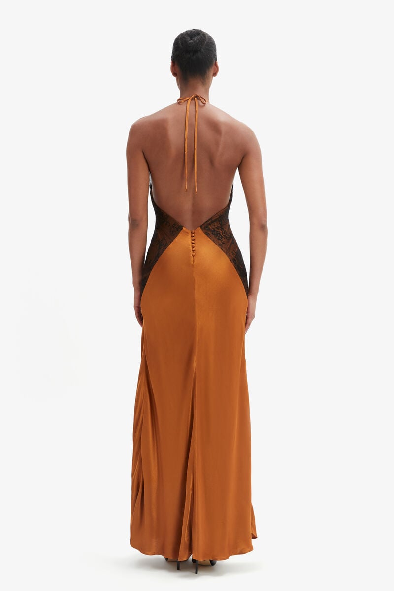 Bardot Estrella Halter Maxi Dress In Toffee