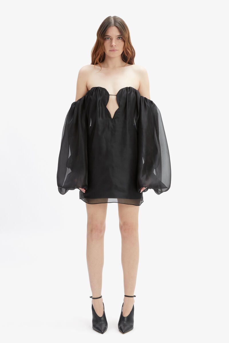 Bardot Freda Volume Mini Dress In Black