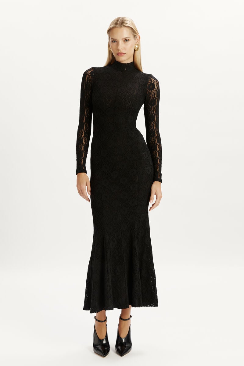 Bardot Harlyn Lace Maxi Dress In Black