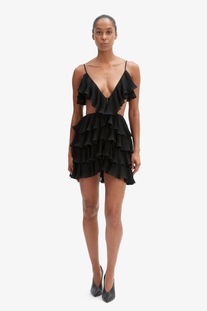 Bardot Ilara Pleated Cut Out Dress In Black