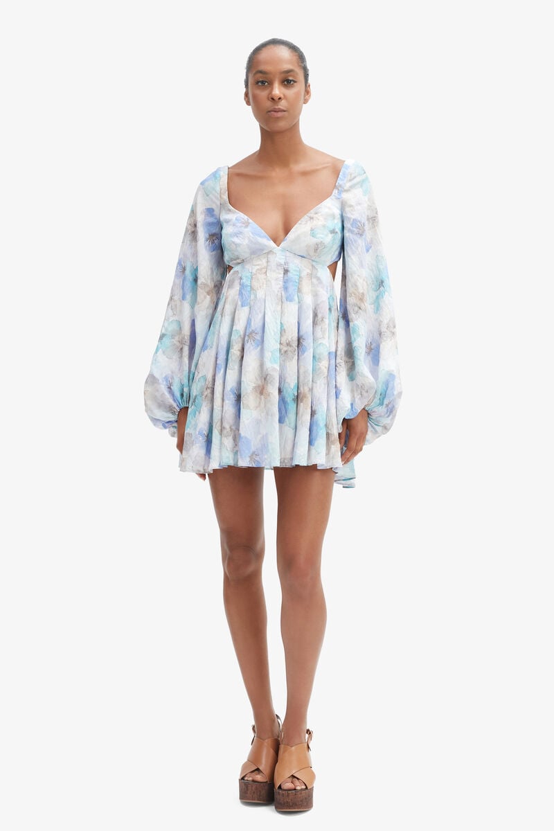 bardot Jovie Babydoll Mini Dress In Baby Bl Fl